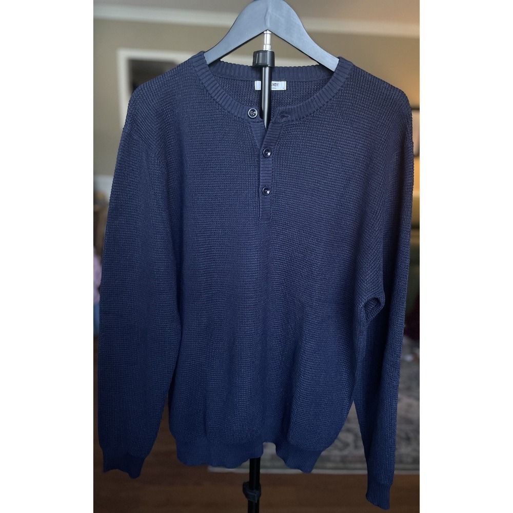 Coofandy Men's Blue Long Sleeve Cardigan Sweater Size Large Quarter Button Knit